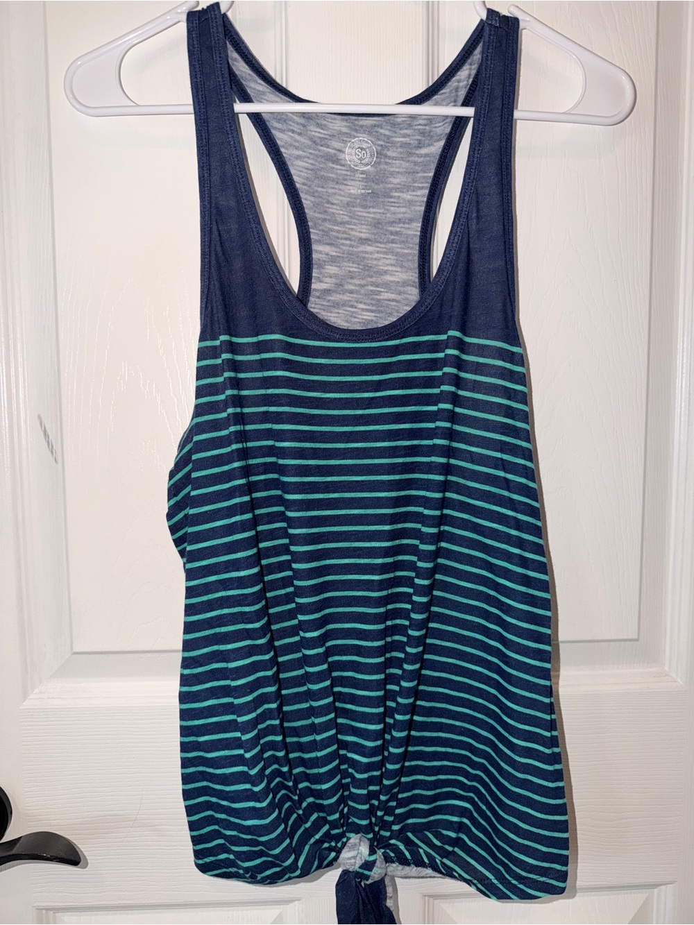 Women’s Navy and Teal Striped Racerback Tank Top